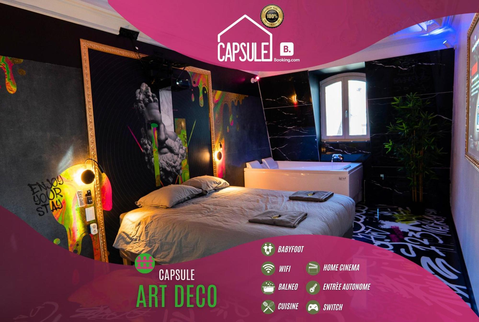 Capsule Art Deco - Jacuzzi - Netflix - Home Cinema - Arcade De Jeux & Nintendo Switch - 2 Chambres - Filet Suspendu فالنسيان المظهر الخارجي الصورة